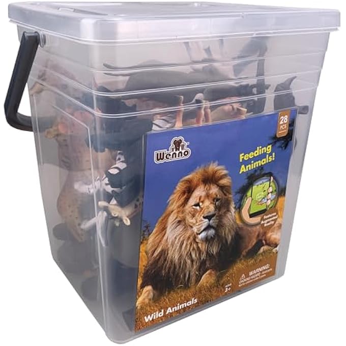 WENNO JUNGLE ANIMALS 28 PCS PLAYSET IN SQUARE BUCKET - Image 2